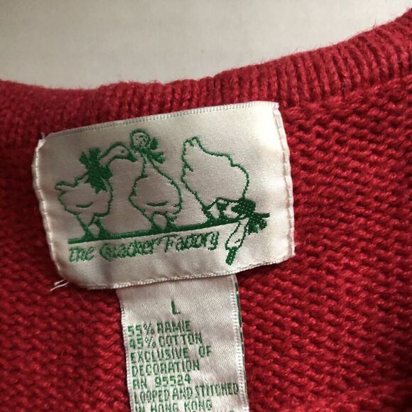Quacker Factory Red Button Snowman Christmas Sweater Women’s Sz L A1252 - Picture 6 of 7